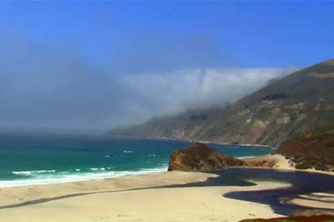 River flows into ocean - NTSC Stock Footage 798577