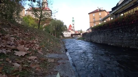 A river flows in the old town Stock Footage 81233848