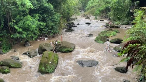 River flows over big rocks Stock Footage 292639626