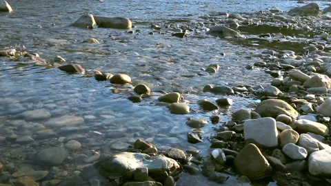 A river flows over rocks in this beautiful scene in forest mountains. Video stock 106725894