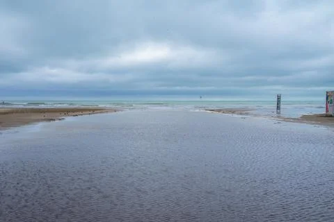 The river flows into the sea Stock Photos
