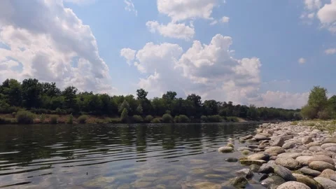 The River Flows Slowly in the Ticino Park Nature Reserve Stock Footage 337020669