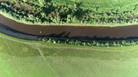 The river flows in the steppe Stock Footage 165812961