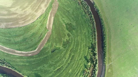 The river flows in the steppe Stock Footage 165816538