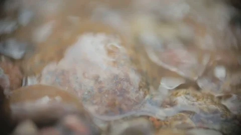 River flows onto stream bed, slo-mo. Stock Footage 82328364