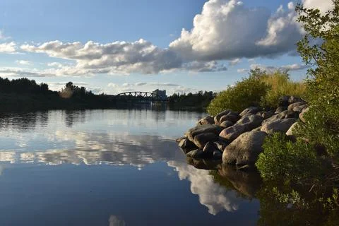 The river flows through the city Stock Photos
