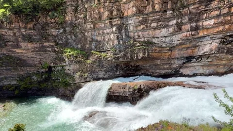 River flows through rocks and trees in a forest area during the day  Stock Footage 338344331