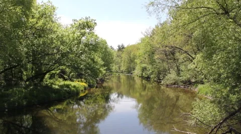 River flows with water ripples Stock Footage 6722889