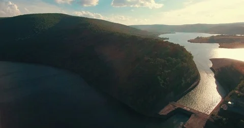 River Flyover and Pan Stock Footage 71072381