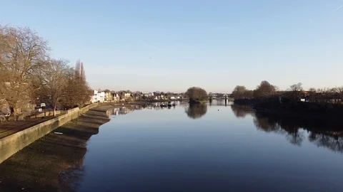 River flyover by Kew bridge -Richmond, London Stock Footage