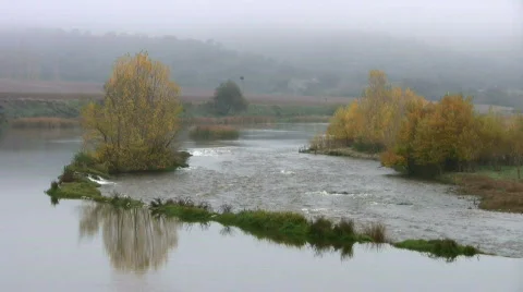 River in the fog Stock Footage 568641