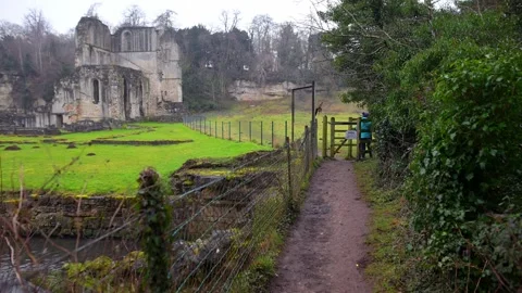 River footpath at Roche Abbey Stock Footage 321474452