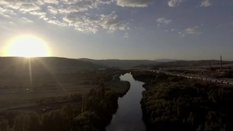 River forest and sunset Stock Footage 110846454