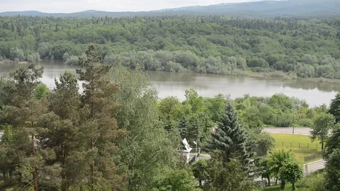 River in the forest on a background of mountains 動画素材 109502181