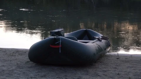 River in the forest. boat on the shore Stock Footage 120781097