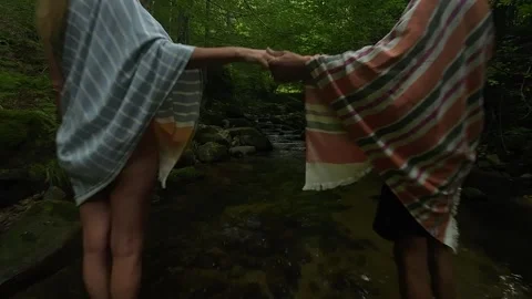 RIVER , FOREST , COUPLE,  DRONE FPV Stock Footage 280047960