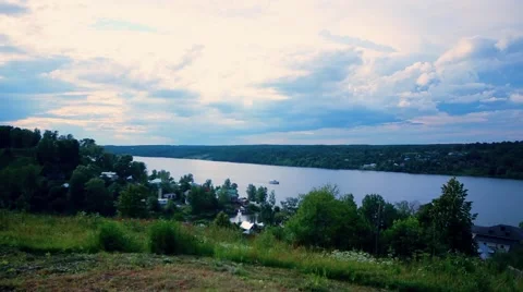 River forest grass Lake Stock Footage 56998515