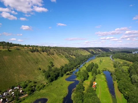 River forest mountain view from the top. Stock Footage 77920480