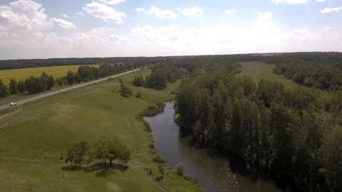 River forest road top view. Stock Footage 94106141