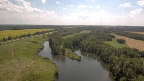 River forest road top view. Stock Footage 94106400
