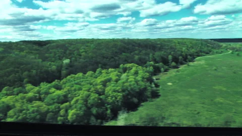 River, forests, fields, view from a helicopter. Desna river Stock-Footage 154458547