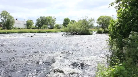 River forth rapids sunny Stirling city Stock Footage 52096636