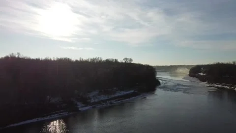 River freezes, drone shooting 動画素材 145682191