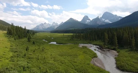 River in front of mountains Stock Footage 86149797