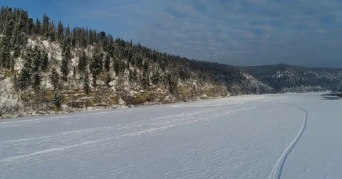 The river froze Stock Footage 83178990