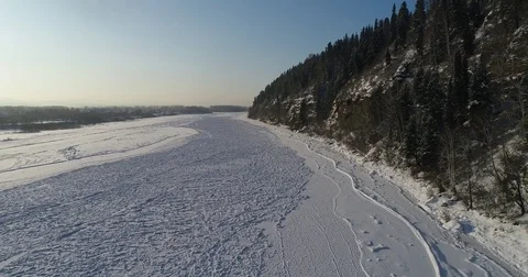 The river froze Stock Footage 83180145