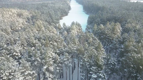 River. Frozen river due to cold winter. Aerial view. Stock Footage 153048904