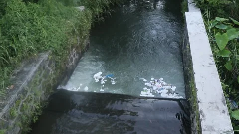 The river is full of plastic waste. Video stock 272747809