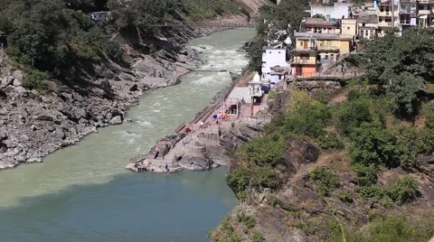 River Ganga in Devprayag, India Stock Footage 42973336