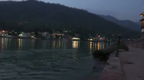 River Ganga in Rishikesh Stock Footage 61022675