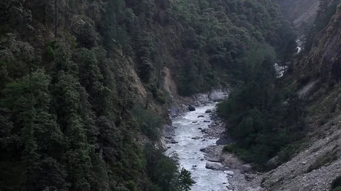 River Ganges flows through a Himalayan gorge 스톡 동영상 102518196