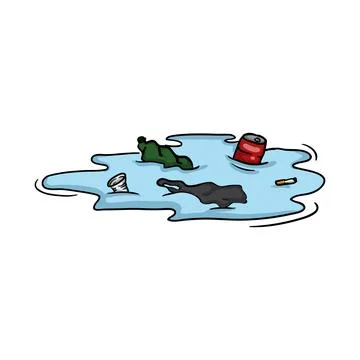 River with garbage. Environmental pollution problem Stock Illustration
