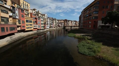 The river in Girona Stock Footage 66514461
