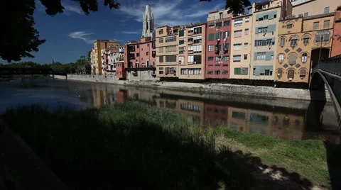 The river in Girona Stock Footage 66514467