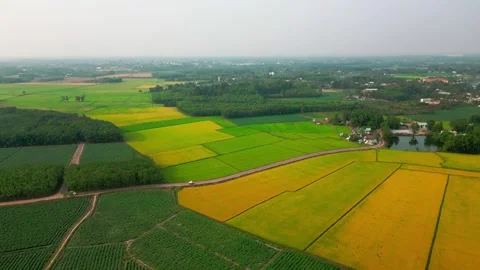 River of Gold A Breathtaking 4K Drone Sunset over a Majestic Landscape and R Stock Footage 241507880