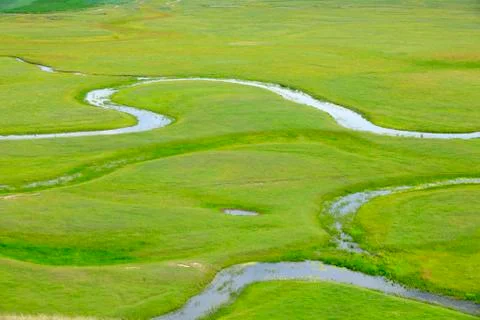 The river on the grassland Stock Photos