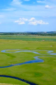 The river on the grassland Stock Photos