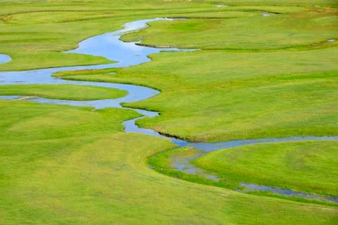 The river on the grassland Stock Photos