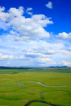 The river on the grassland Stock Photos