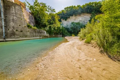 River on the green hills Stock Photos
