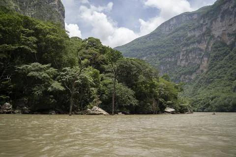 River in Grijalva river in Sumidero Canyon, Triunfo, Mexico Stock Photos