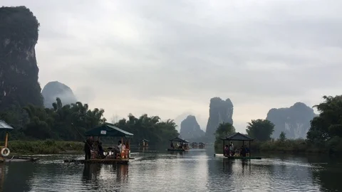 The river of Gui Lin in china 스톡 동영상 93895923