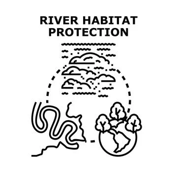 River habitat protection concept saving water resources Stock Illustration