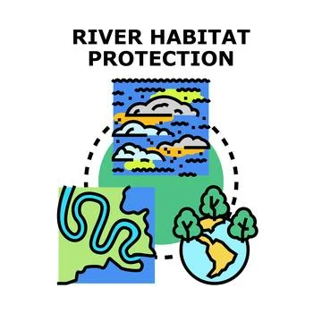 River habitat protection concept saving water resources Stock Illustration