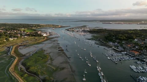 River Hamble over marsh Video stock 257905031