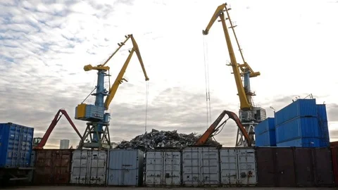 River Harbour Cranes at work Video stock 82453823